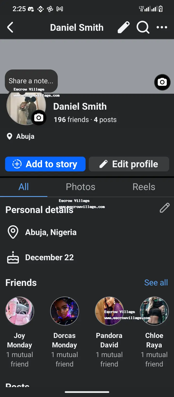 1 year active Facebook profile