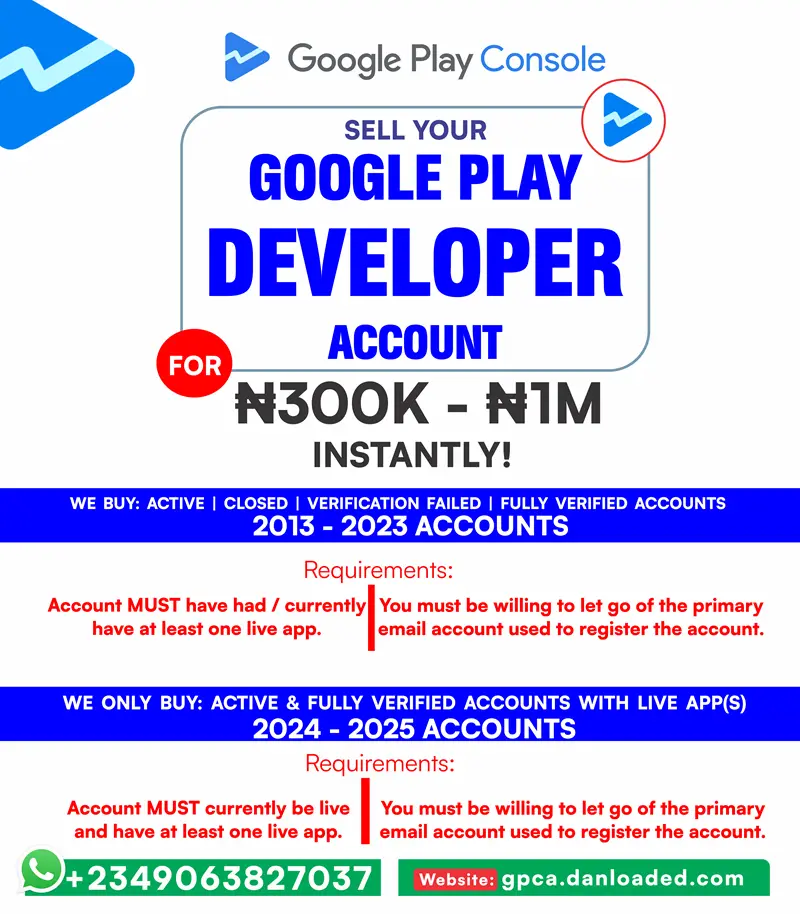 We buy Google Play Developer Accounts