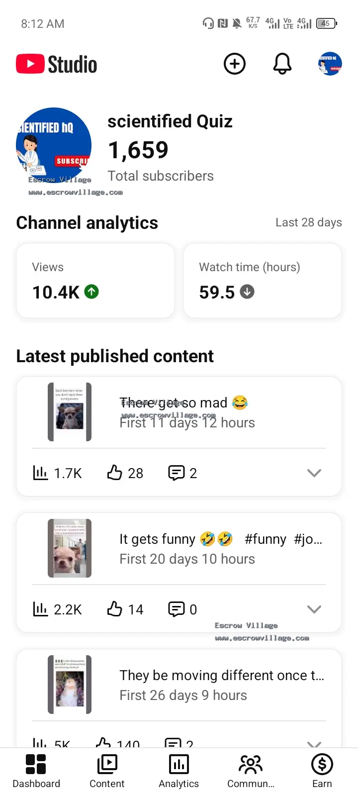 Youtube 1.6k channel for sale